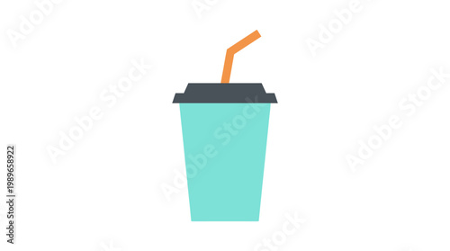 Teal plastic disposable drink cup.