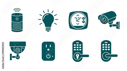 Smart home security system devices.