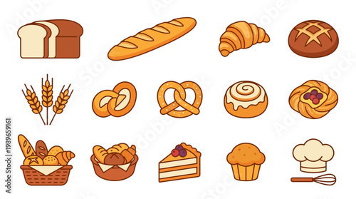 Variety of baked sweet bread desserts.