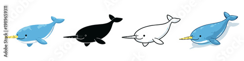 Cute Narwhal Illustrations Collection