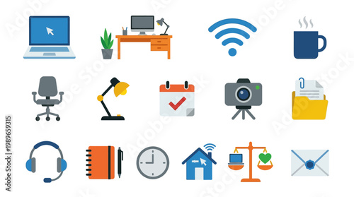 Technology and office icons set.