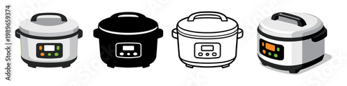 Multi Cooker Icons Set