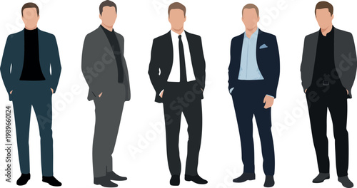 Set of businessmen in formal suits stylish fashionable professional male characters flat vector illustration collection isolated on white background corporate design