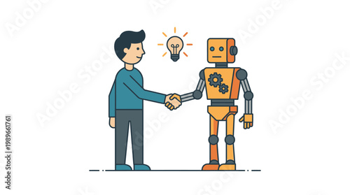 Man Shaking Hands with Robot.