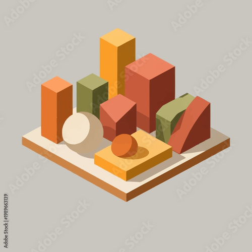 Geometric Shapes Composition Abstract Art.