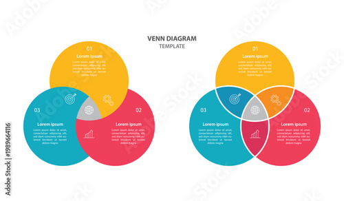 Foto Venn diagram template vector illustration.