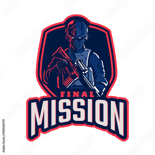 Gaming Logo Design Military Badge | Army Soldier Emblem, Battle Ready Warrior Symbol, Premium Esports Logo, Tactical Mission Branding, Power Icon, Printable Merch T-Shirt Design
