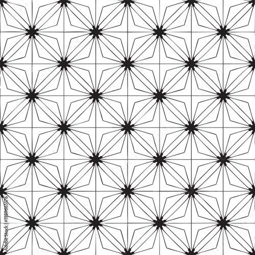 Geometric pattern with star shapes and dotted lines on white background