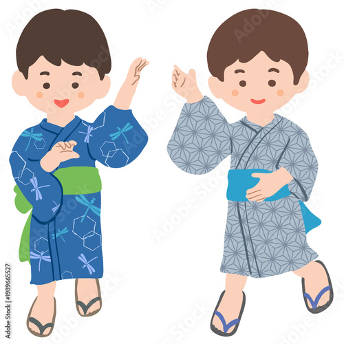浴衣を着た男の子のイラスト