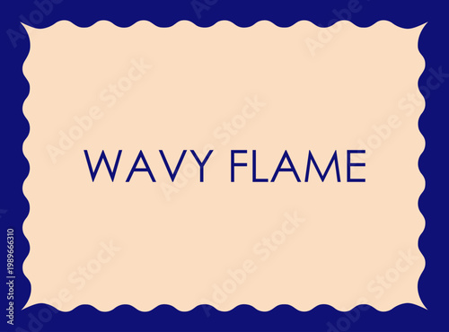 紺色の波型フレームとベージュの背景が上品な長方形のバナー広告用飾り枠素材