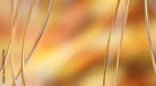 Close-up of thin translucent golden ribbons against a warm blurred background decorative element abstract background gold texture light reflection smooth texture gold effect