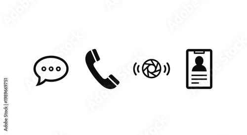 Communication icons on a screen.