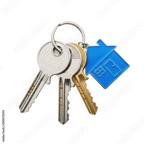House key set with a miniature house keychain attachment