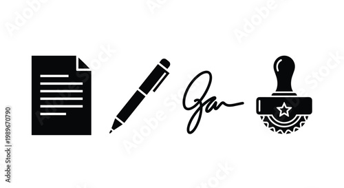 Document Signing with Pen and Stamp.