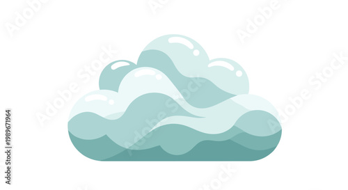 Soft light blue cumulus cloud illustration with white highlights and shadows against a clean background for nature and weather designs.