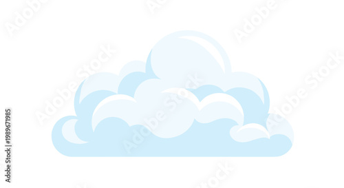 Fluffy light blue cumulus cloud with soft rounded edges and white highlights for meteorology and sky background graphic design elements.