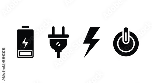 Electricity power icons on white.
