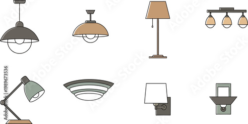 Various types of lamps and lighting fixtures ceiling lights