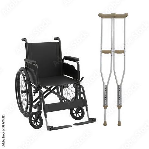 Wheelchair with attached forearm crutches for mobility support