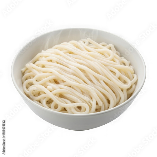 A bowl filled with freshly cooked white noodles ready to be served