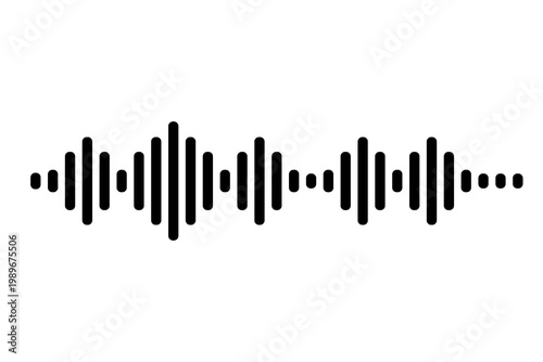 Audio waveform PNG, sound wave visualization. Voice recording waveform, music signal line, minimal black waveform icon for audio, podcast, music apps, UI, media player and sound design. High-res PNG