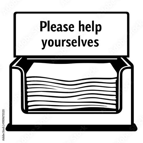 Please help yourselves napkin station signage icon with transparent background dining service symbol
