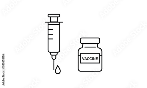 Syringe Vaccine Vial Medical Vector Icon
