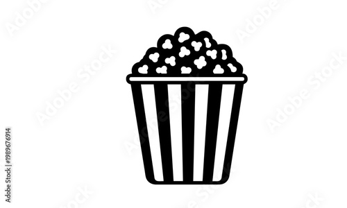 Classic striped popcorn bucket vector graphic illustration