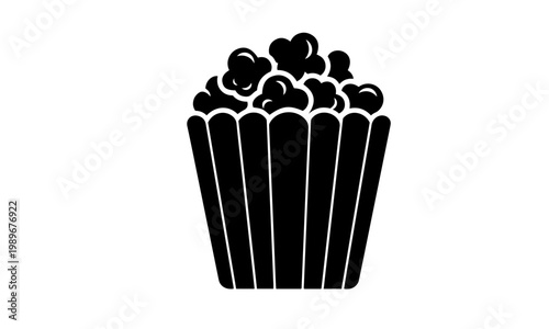 Black and white popcorn bucket vector graphic illustration