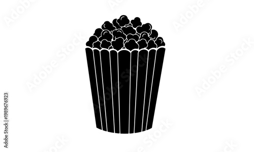 Simple black popcorn bucket vector graphic illustration icon