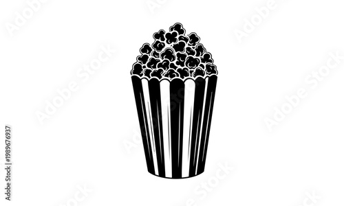 Black and white striped popcorn bucket vector illustration