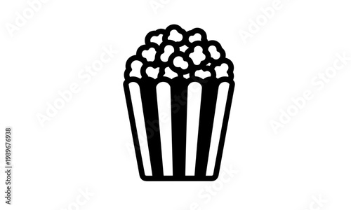 Simple black and white popcorn bucket vector graphic