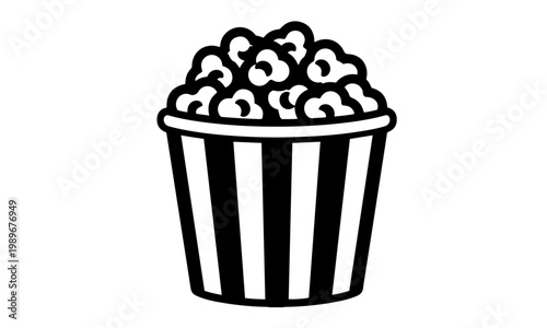 Simple black and white striped popcorn bucket illustration