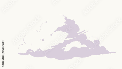 Soft Pastel Illustration of a Sunlit Fluffy Cumulus Cloud, Dreamy Gentle Digital Art with Warm Pink and Cool Blue Gradient Tones on a Plain Clean Background