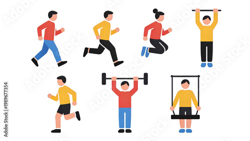 Fitness and Workout Activities Illustration Set