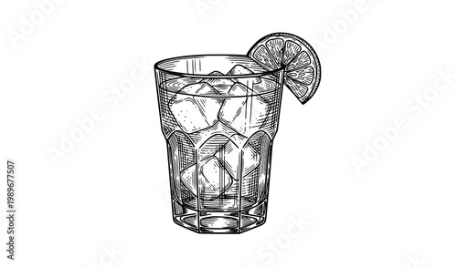 Vintage daiquiri cocktail engraving badge with lime black and white vector drink design isolated on white