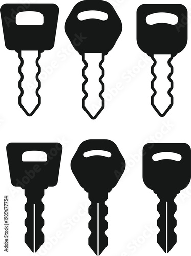 Car Key Icon Set. Keyless entry and vehicle access sign. Vehicle Remote Symbols. Central locking and vehicle protection sign. Smart car key and fob icons
