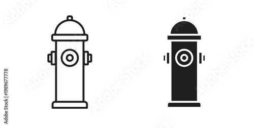 Obraz na płótnie Fire hydrant icon set different line and flat style collection.