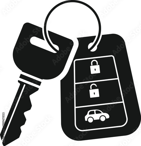 Car Key Icon Set. Vehicle Remote Symbols. Central locking and vehicle protection sign. Smart car key and fob icons. Modern web policy design
