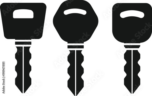 Car Key Icon Set. Vehicle Remote Symbols. Central locking and vehicle protection sign. Smart car key and fob icons. Modern web policy design
