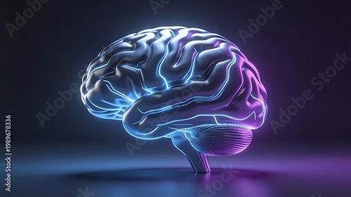 Neon brain illustration
