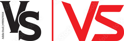 VS versus logo icon set in black and red for competition and comparison vector illustration