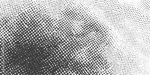 Black and White Abstract Halftone Vector Texture Background with Distressed Dot Pattern