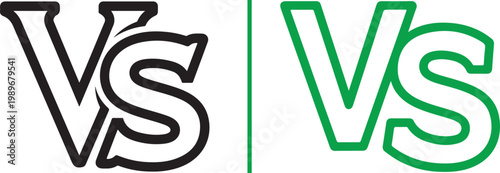 Versus VS logo vector illustration with black and green outlines for competition and comparison screens