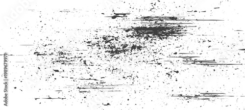 Black and White Grunge Texture with Ink Splatters and Distressed Spray Effect Vector Illustration