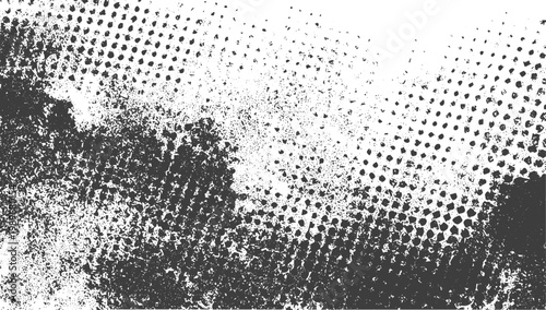 Black and White Grunge Abstract Background with Halftone Pattern and Splatter Texture for Graphic Design Projects
