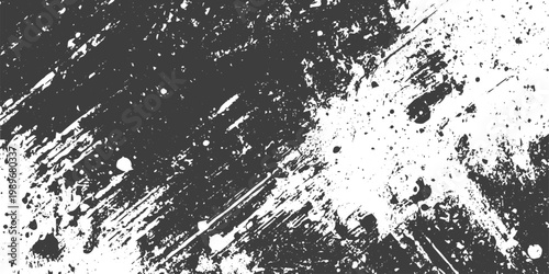 Black and White Grunge Vector Texture Background with Ink Splatters and Scratches
