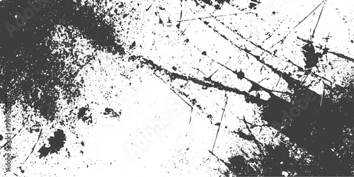 Black and White Grunge Vector Texture with Ink Splatters and Scratches