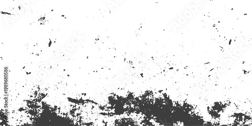 Black and white distressed grunge texture with grainy ink splatters and rough edges vector illustration