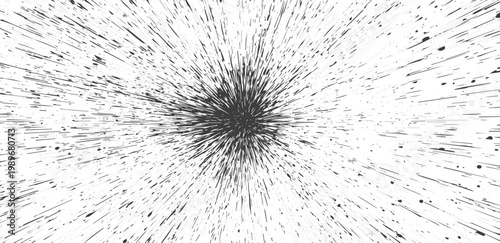 Obraz na plátně Abstract Black and White Grunge Radial Burst Background with Distressed Motion L